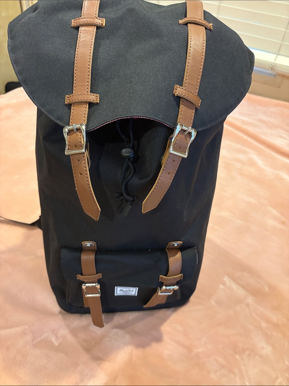 Herschel Supply Company Black Backpack with Brown Trim and Buckles